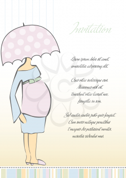 Royalty Free Clipart Image of a Pregnant Woman With an Umbrella