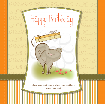 Royalty Free Clipart Image of a Birthday Card With a Cat on It