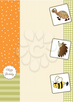 Royalty Free Clipart Image of a Birthday Card With Animals