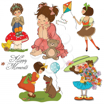 Royalty Free Clipart Image of Little Girl Elements