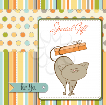 Royalty Free Clipart Image of a Gift Card With a Cat