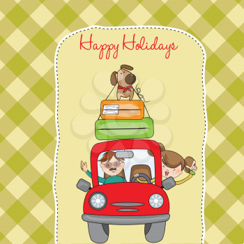 Royalty Free Clipart Image of a Couple on a Happy Holidays Card