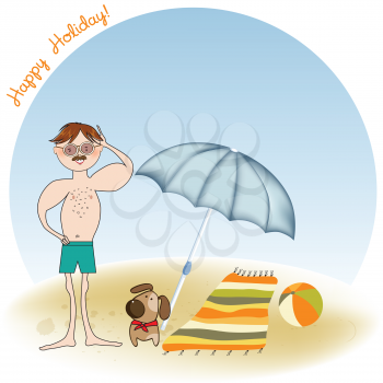 Royalty Free Clipart Image of a Man at the Beach