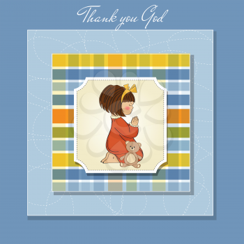 little girl praying, illustration in vector format