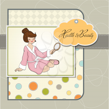 spa lady who looks into a mirror, vector illustration