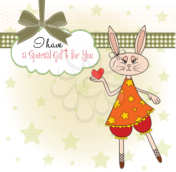 cute little doe who gives her heart. romantic and funny love greeting card