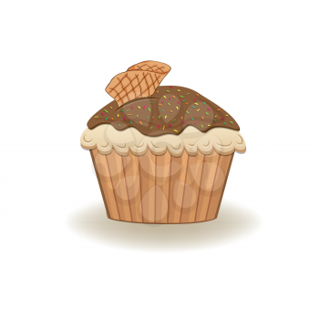 Birthday cupcake on white background