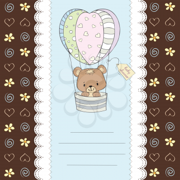new baby boy announcement card with teddy bear