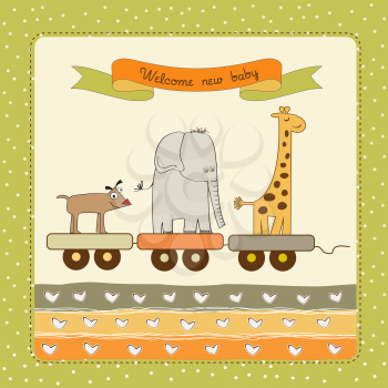 Royalty Free Clipart Image of a Baby Shower Card With Animals