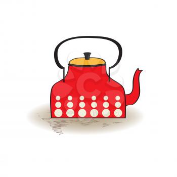 old red kettle, illustration in vector format