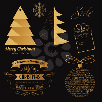 Festive golden Christmas items collection for Christmas sale