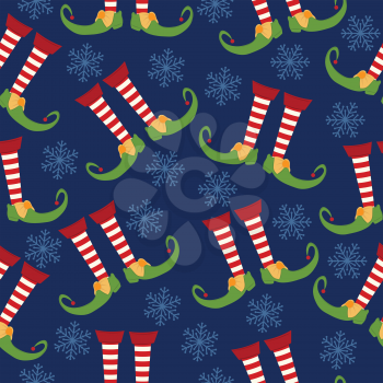 Christmas seamless pattern with elf legs. For christmas backgroud or paper wrapping