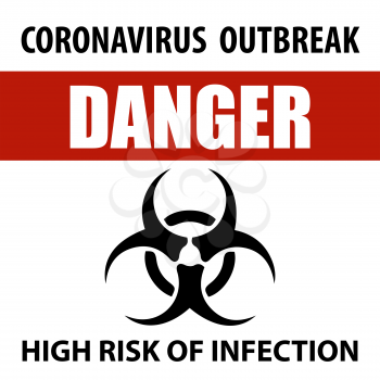 Coronavirus warning  sign. Information warning sign about measures in public places. Restriction and caution COVID-19. Vector used for web, print, banner, flyer