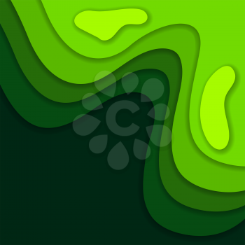 Abstract green 3D paper cut background. Abstract wave shapes. Vector format