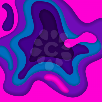 Abstract purple and blue 3D paper cut background. Abstract wave shapes. Vector format