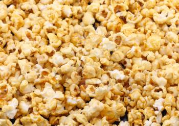 Texture of caramel popcorn. Close-up  view