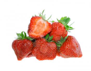 A heap of fresh strawberries on white background. Isolated