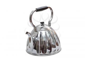 Old metal teapot on white background. Isolated over white.
