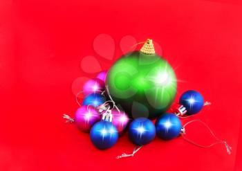 Christmas,New Year decoration-balls .On the red background.