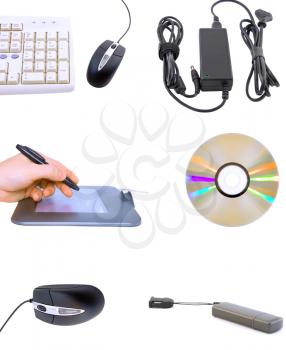 Collage of computers devices. Isolated over white.