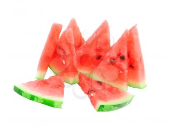 Slice of juicy watermelon. Isolated over white.