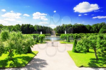 Garden of Monplaisir palace. Peterhof, Russia