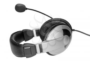 Big headset with a microphone. Isolated over white