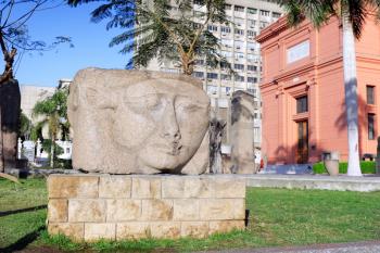 Cairo Museum of Egyptology and Antiquities. Exhibits in front of the museum.