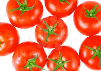Lush tomatos. Isolated over white