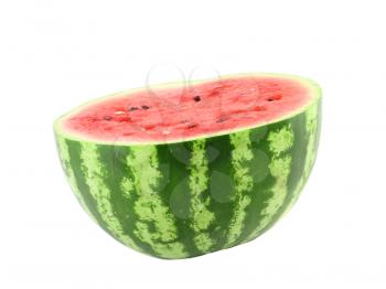 Half of ripe watermelon isolated on white.