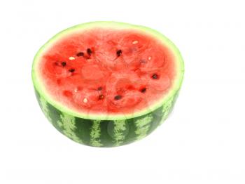 Half of ripe watermelon isolated on white.