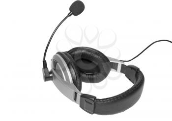 Big headset with a microphone. Isolated over white