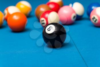 Billiard Balls On Blue Table
