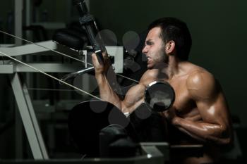 Young Man Working Out Biceps