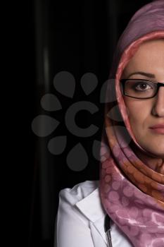 Portrait Half Of Face Of Muslim Doctor