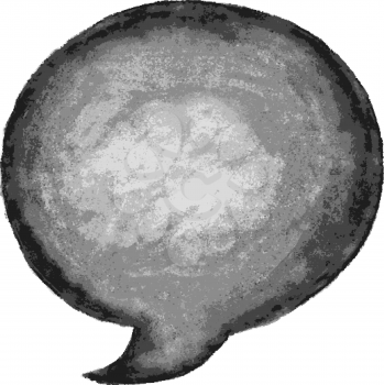 Black watercolor blank speech bubble dialog empty circle shape white background. Grayscale handmade technique aquarelle