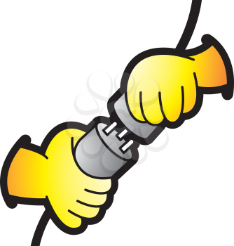 Royalty Free Clipart Image of Someone Plugging Something in
