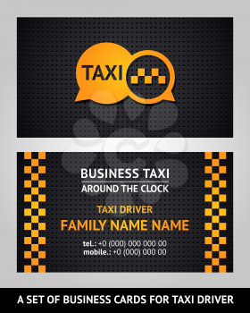 Business cards taxi, vector template 10 eps