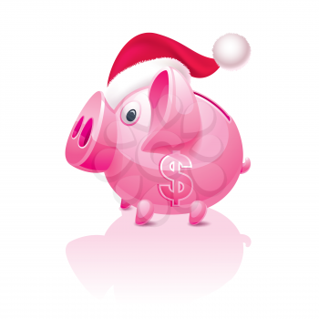 New Year's Christmas piggy bank with a dollar sign