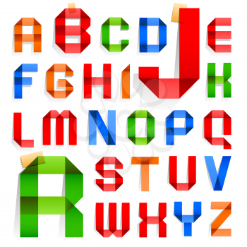Font folded from colored paper -  Roman alphabet