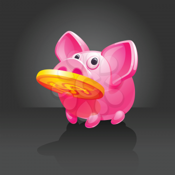 Piggy Bank found Money. Pig vector icon. 10 EPS vector.