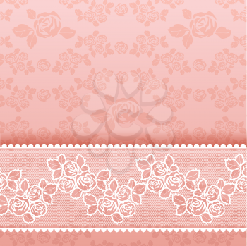 Roses on background, Square lace pink. Vector illustration 10eps