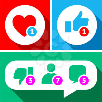 Simple buttons with user feedback for social network,