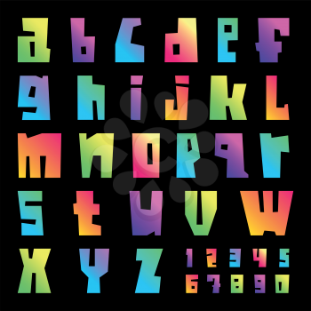 New font, cut vibrant letters, lower case