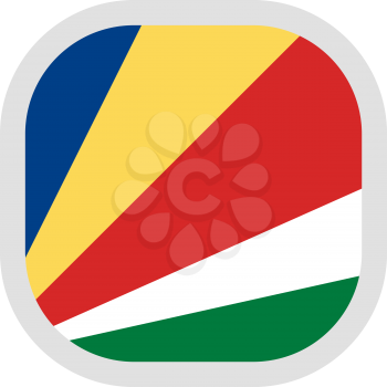 Flag of Republic of Seychelles. Rounded square icon on white background, vector illustration.