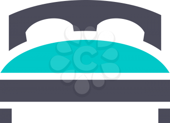 Double bed icon, gray turquoise icon on a white background