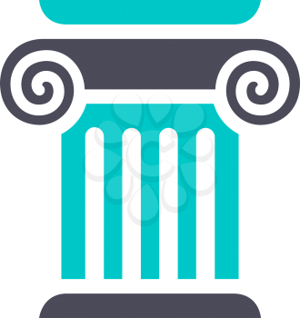 theatre pillar, gray turquoise icon on a white background