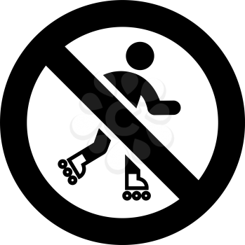 No roller skating forbidden sign, modern round sticker