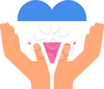 Heterosexual pride flag, in heart shape icon on white background, vector illustration