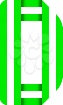 Striped font, modern trendy alphabet, letter D folded from green paper tape, vector illustration
